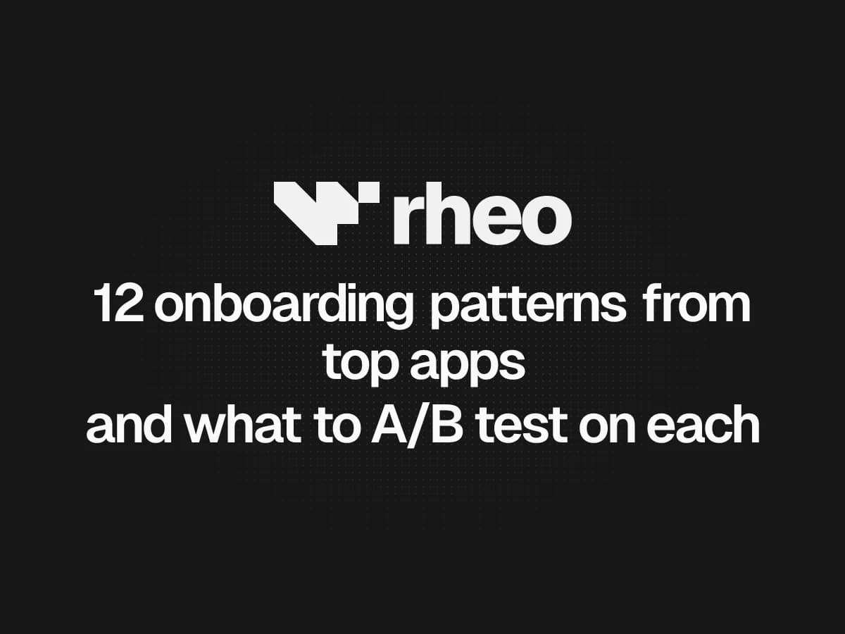 Grid of onboarding pattern examples with experiment ideas in the Rheo dashboard