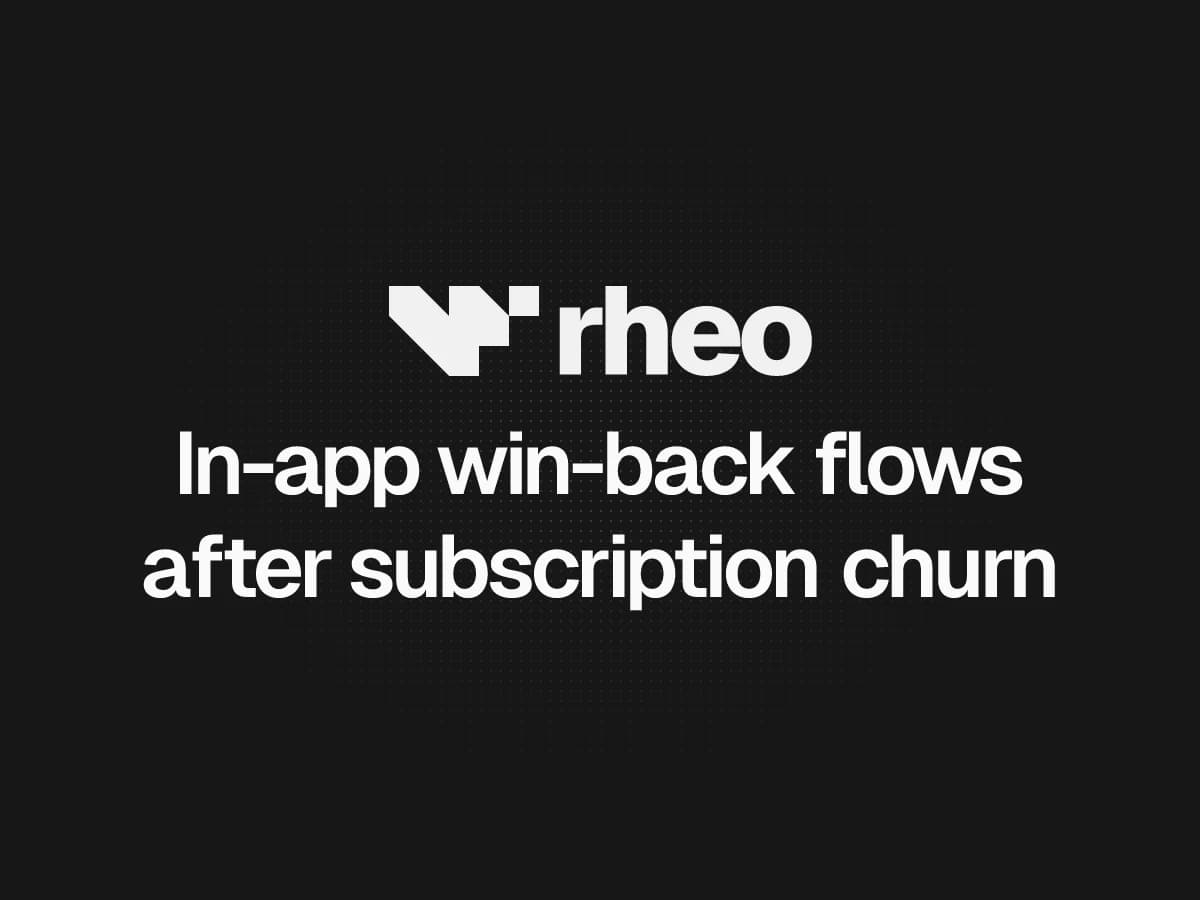 Rheo experiments dashboard showing win-back flow variants and conversion lift