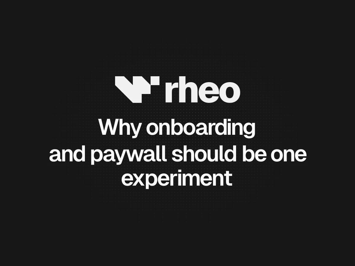 Rheo flow canvas with onboarding screens connected in the visual editor