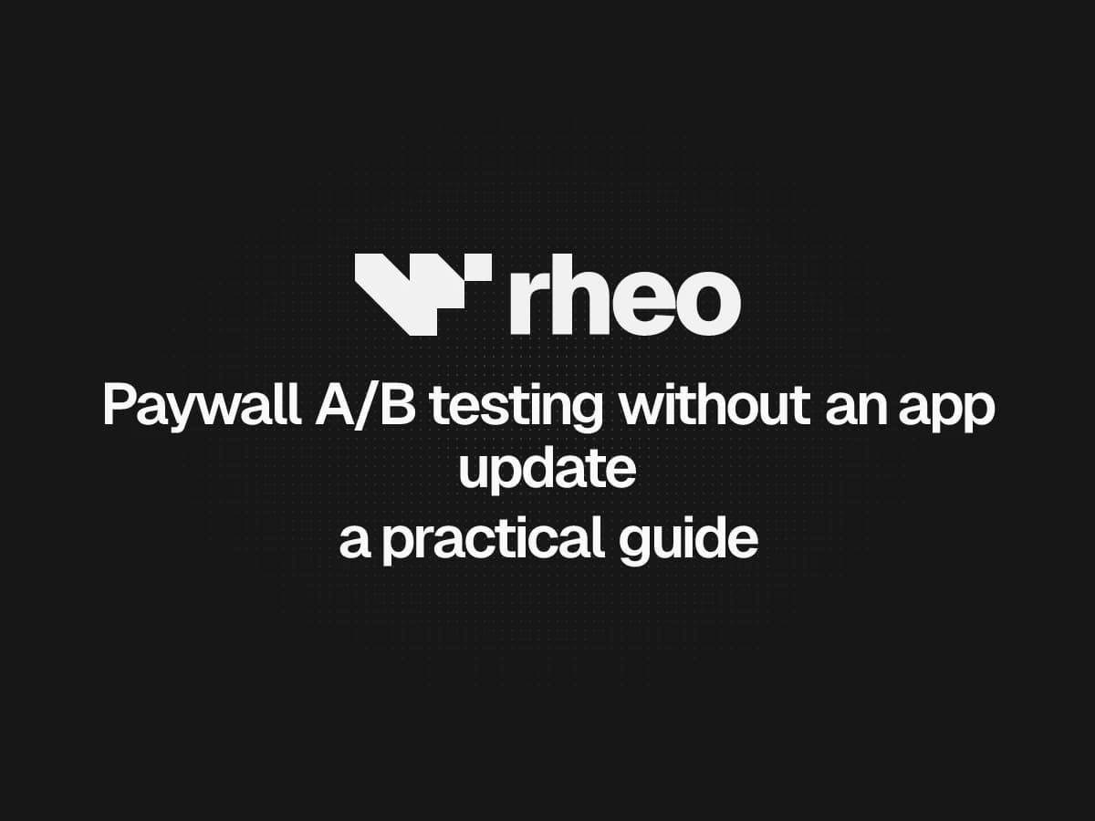 Rheo flow canvas with paywall experiment variants and funnel analytics