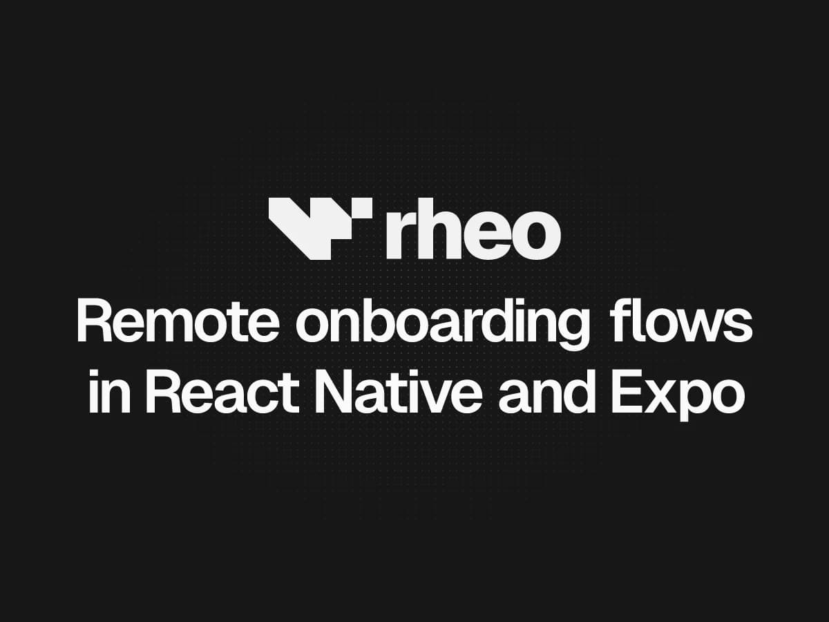 Rheo flow canvas with onboarding screens connected in the visual editor