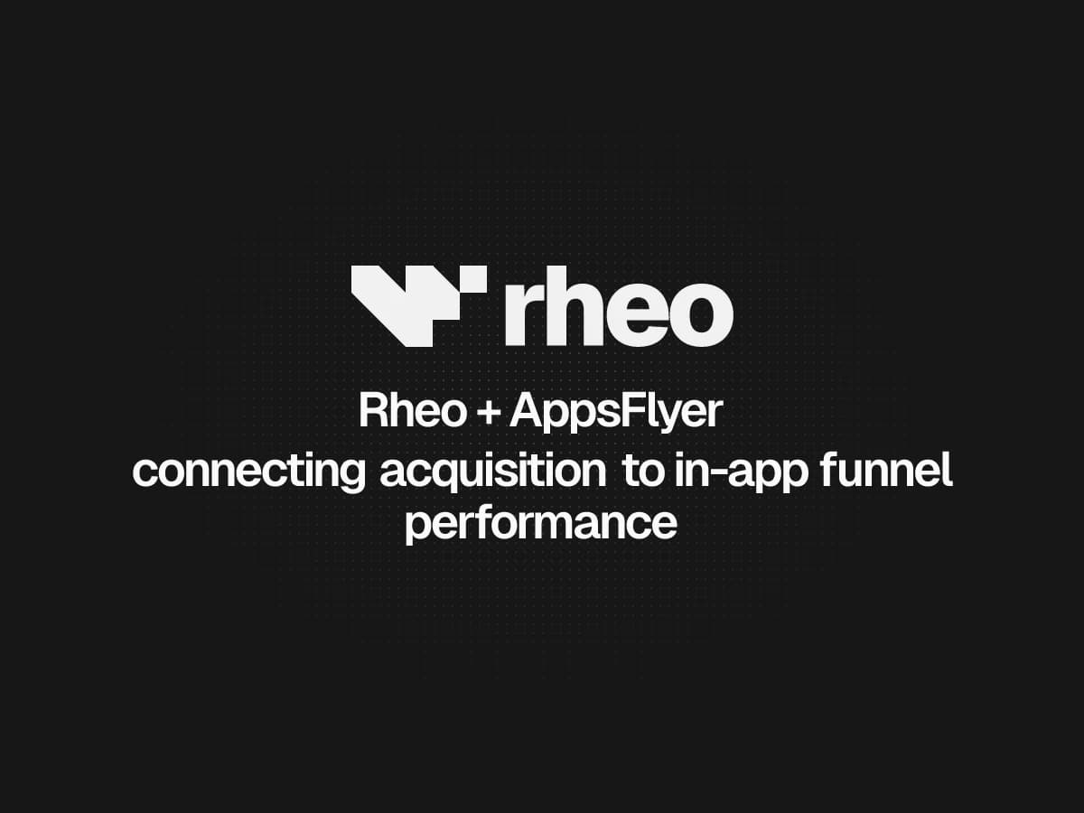 Rheo experiments dashboard with funnel analytics segmented by acquisition source