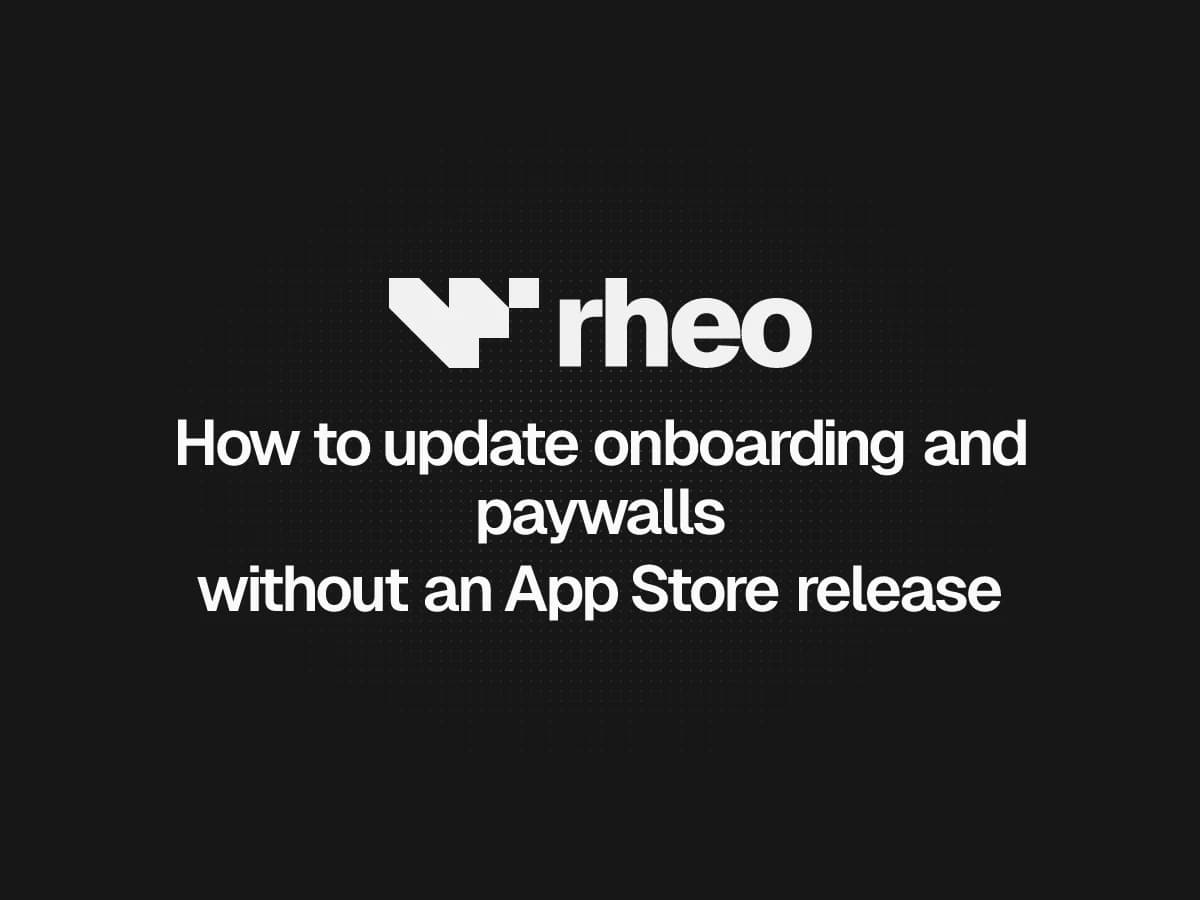 Rheo flow canvas with onboarding screens connected in the visual editor